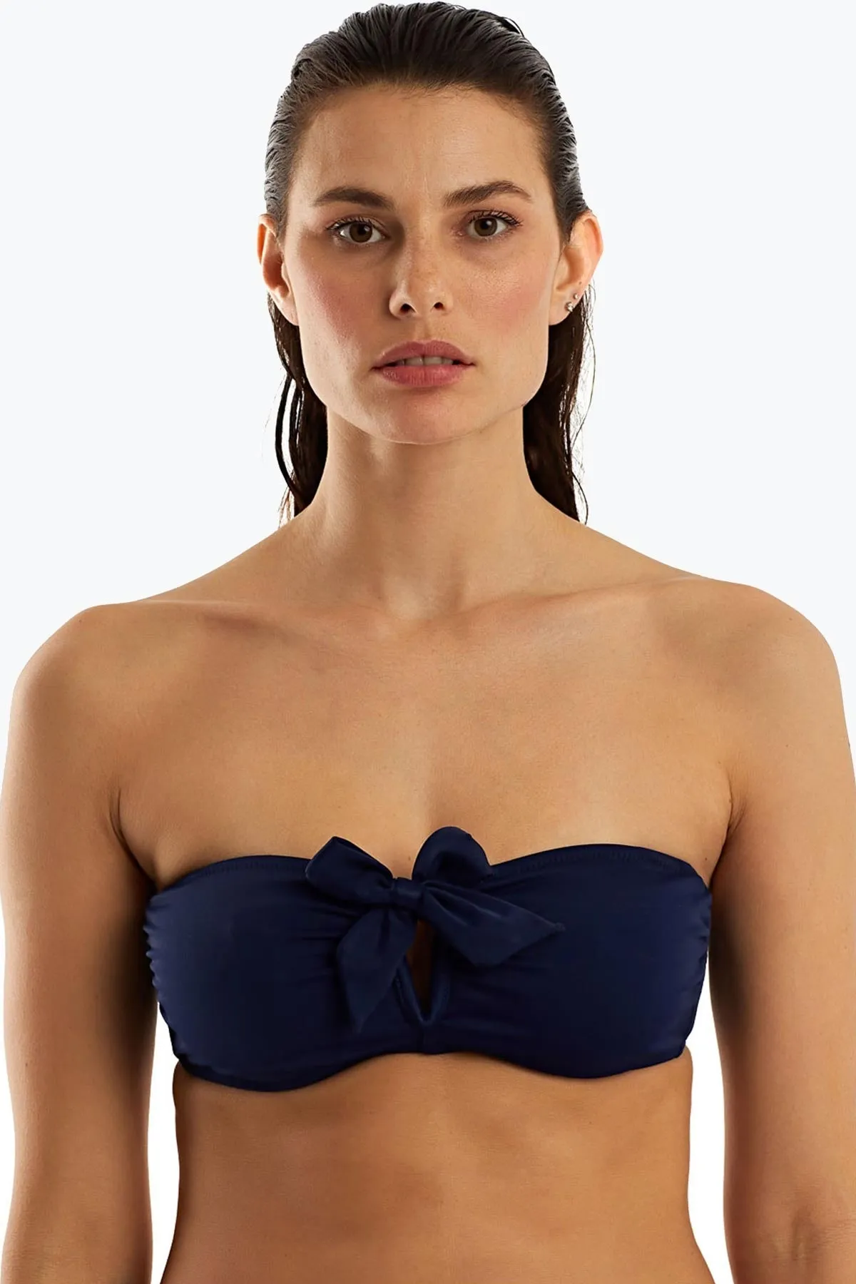 63547 Navy Blue Gathering Bikini Top