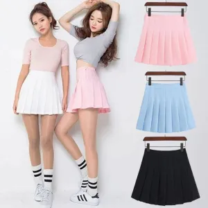 Aesthetic Womens Pastel Colors Pleated Tennis Skirt