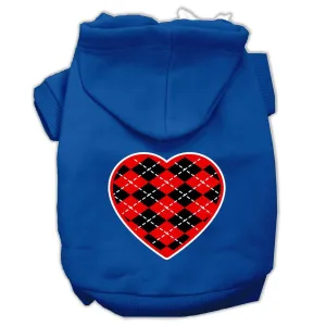 Argyle Heart Red Screen Print Pet Hoodies Blue Size XL (16)