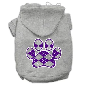 Argyle Paw Purple Screen Print Pet Hoodies Grey Size Xxl (18)