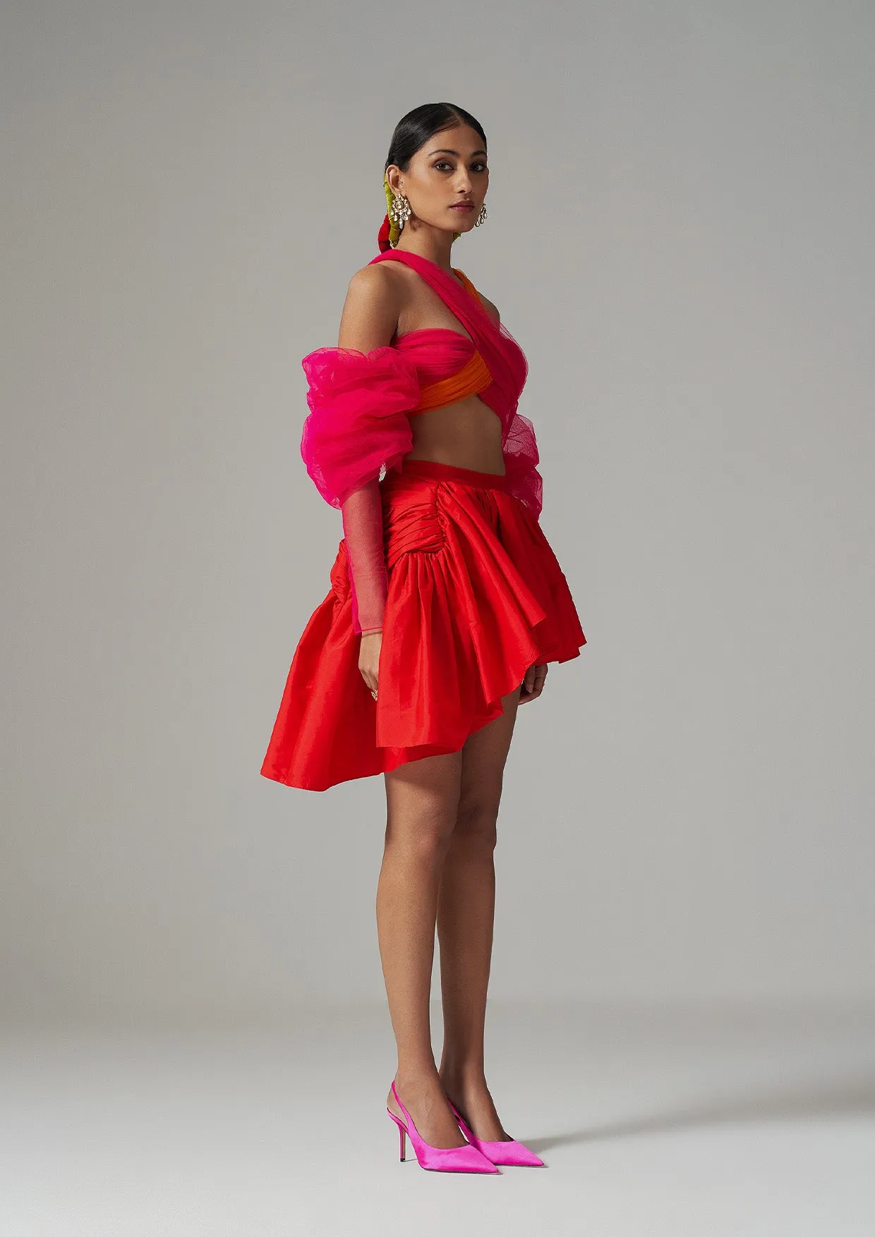 Asymmetrical Taffeta Skirt