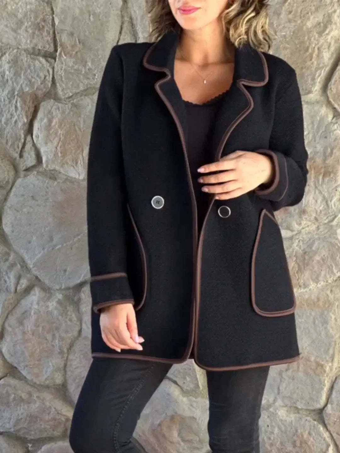 Autumn And Winter New Women's Elegant Suit Collar Double-sided Woolen Coat