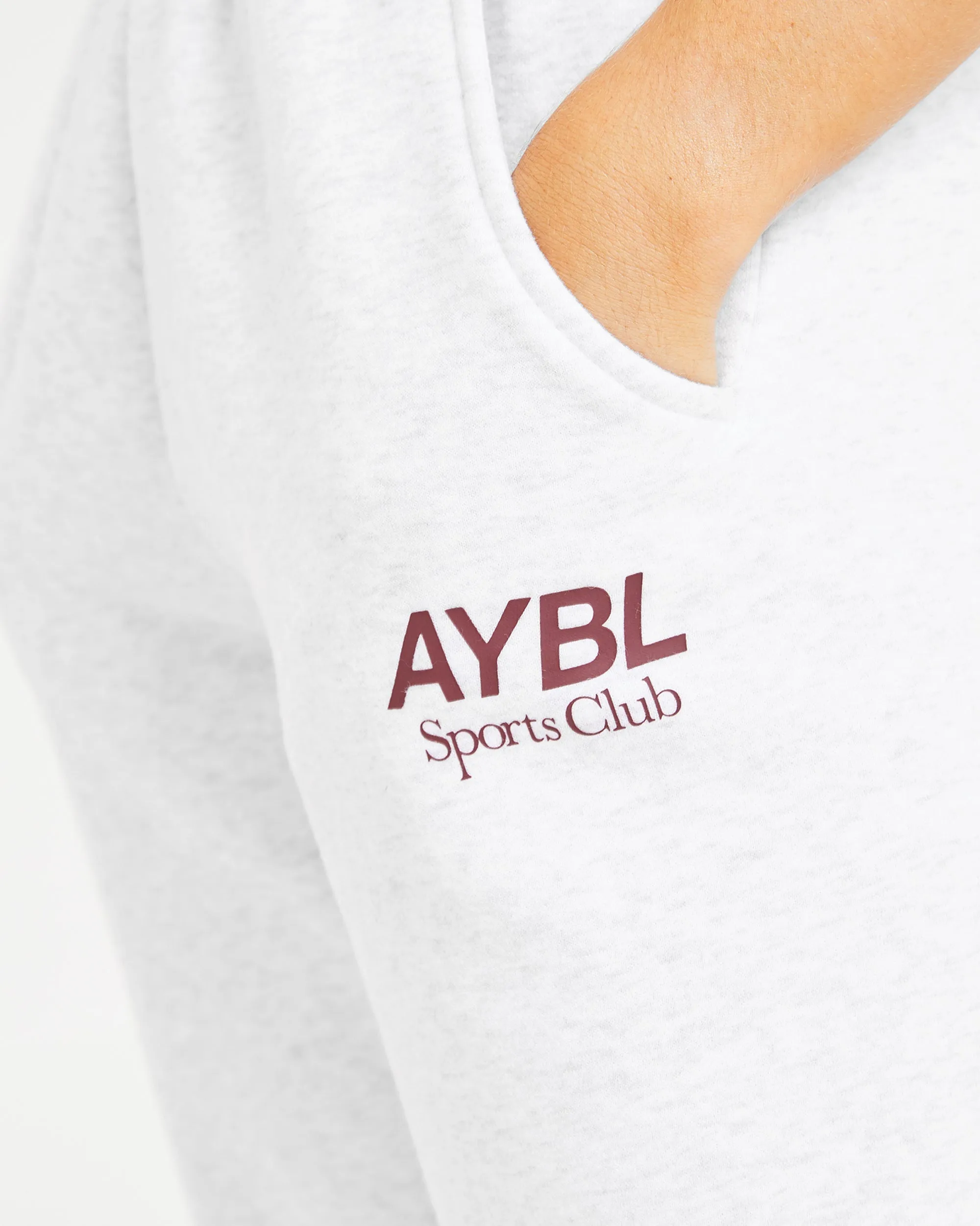 AYBL Sports Club Oversized Joggers - Grey Marl/Burgundy