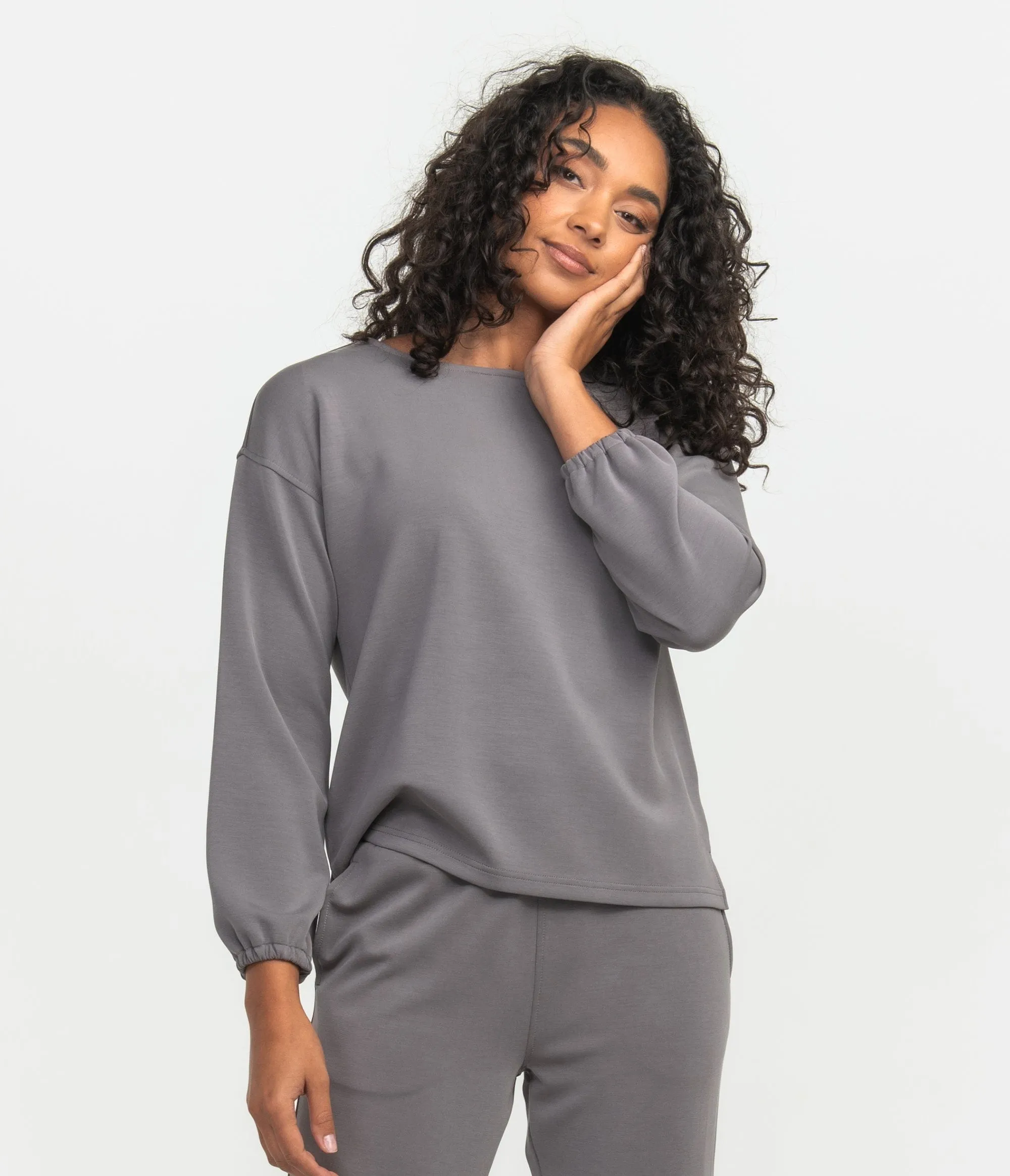 Buttery Soft Bella Lounge Top - Washed Charcoal