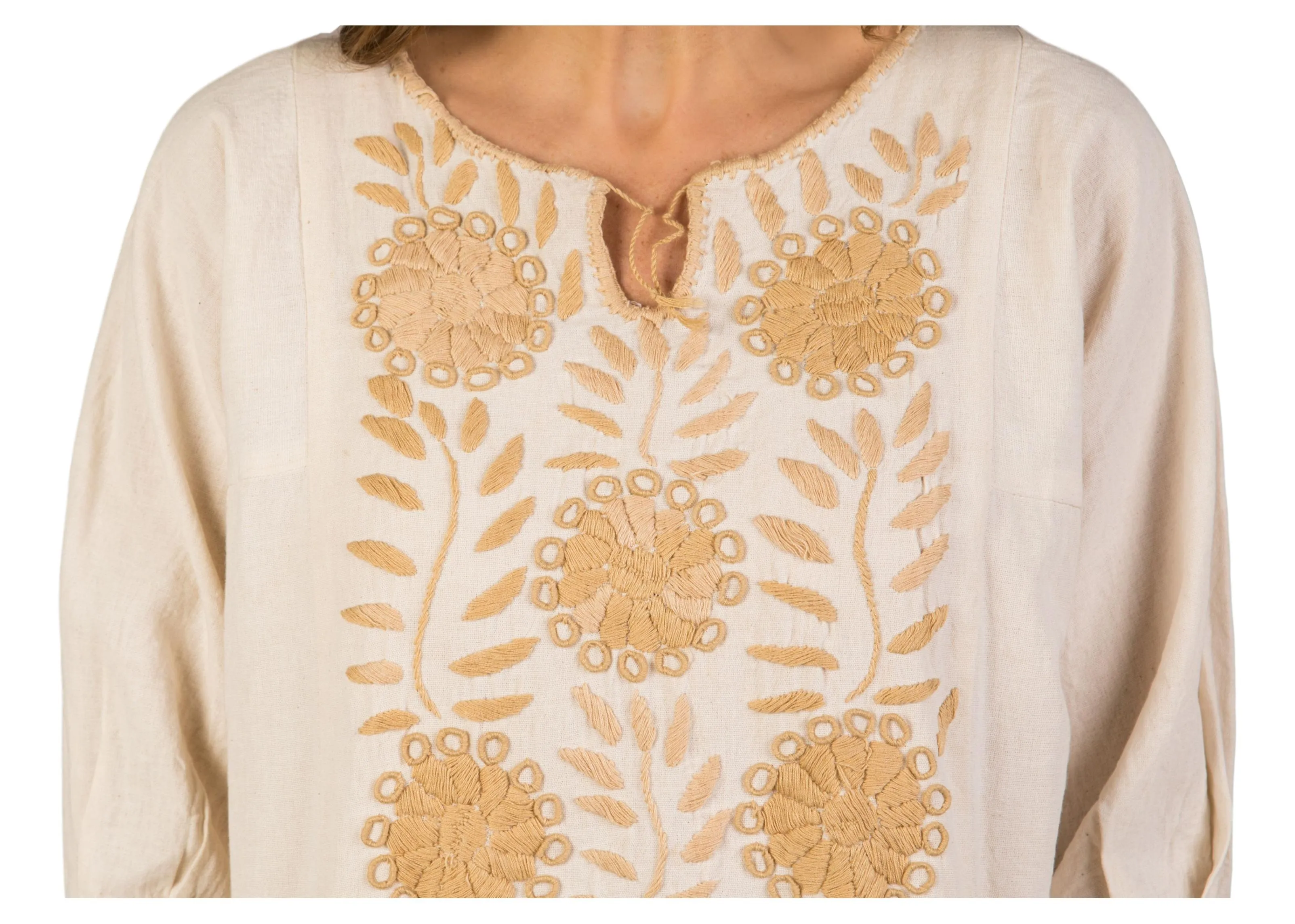 Corzo Mexican Embroidered Top- Taupe