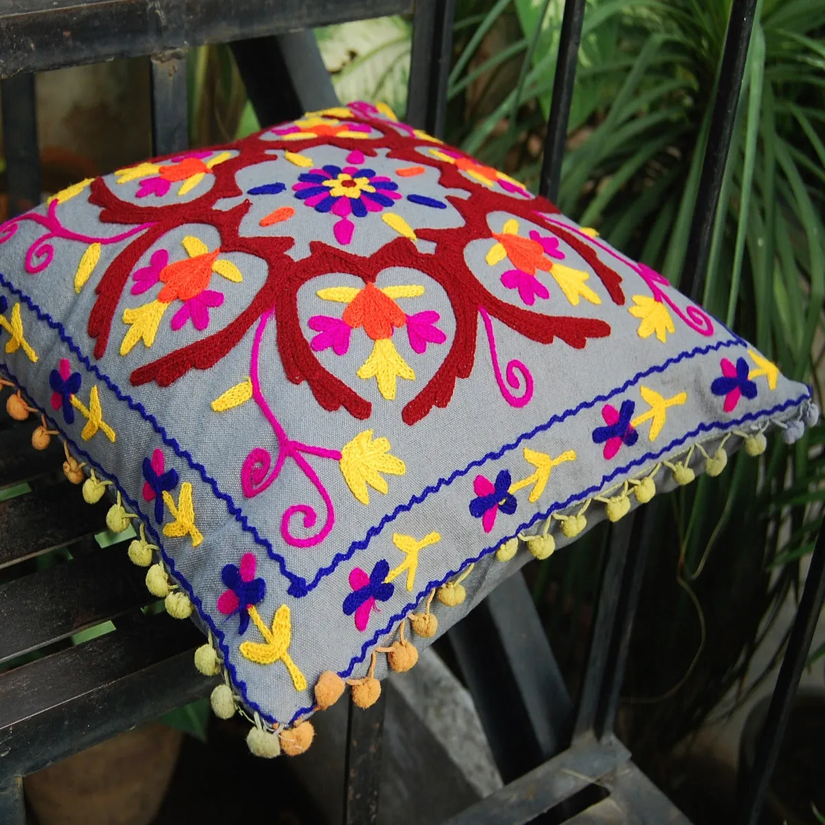 Cushion Cover Indian Suzani Pillow Cases Woolen Embroidered - CraftJaipur