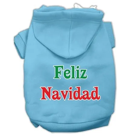 Feliz Navidad Screen Print Pet Hoodies Baby Blue S (10)