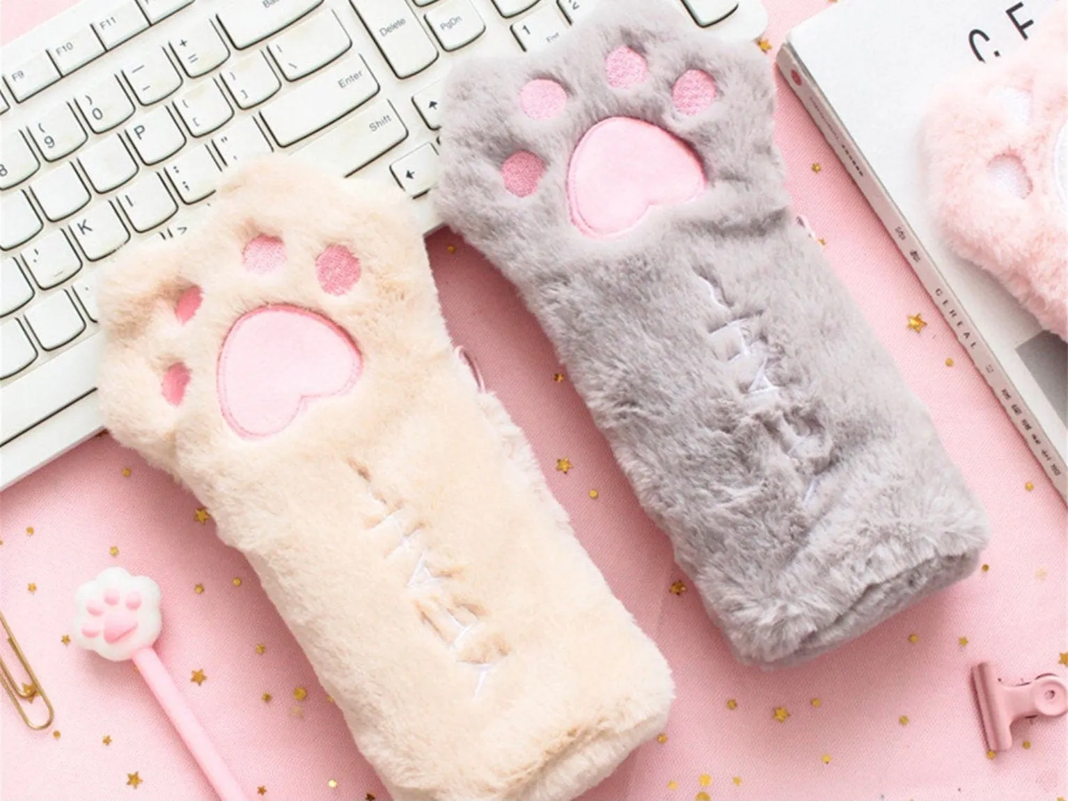 Fluffy Cat Paw Pencil Case