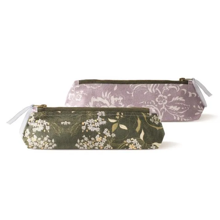 Fringe Studio Pencil Pouch - Double-Sided Khaki/Purple Floral