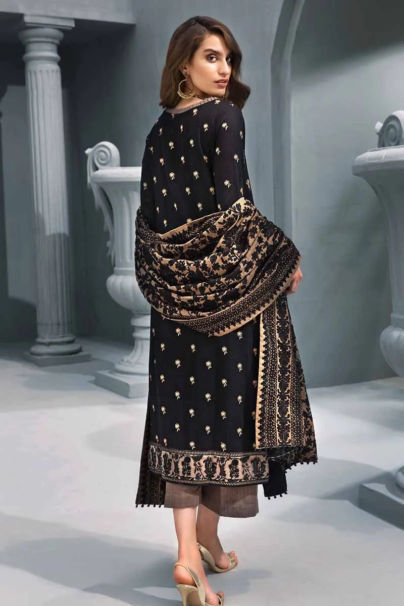 Gul Ahmed Poshak-E-Chinar Embroidered Shawl Collection 2019 – Black 3 PC AYE-05