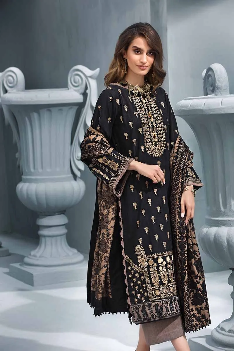 Gul Ahmed Poshak-E-Chinar Embroidered Shawl Collection 2019 – Black 3 PC AYE-05