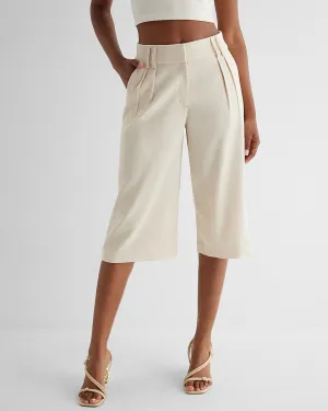 High Waisted Pleated Gaucho Pant in Sandshell