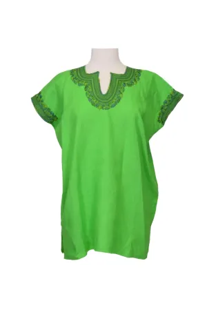 Kahlo Mexican Top - Linen -  Green