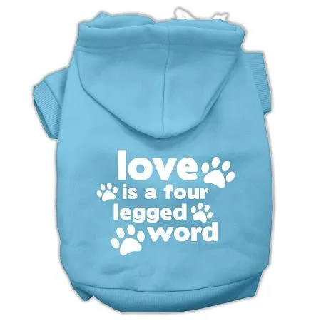 Love Is A Four Leg Word Screen Print Pet Hoodies Baby Blue Size Lg (14)