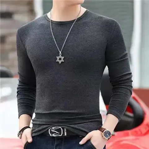 Men's Original Shirts Fall/Winter T-Shirt Fashionable Inner Wear for Men Slim Fit Turtleneck Shirt Solid Black Long Sleeve Shirt