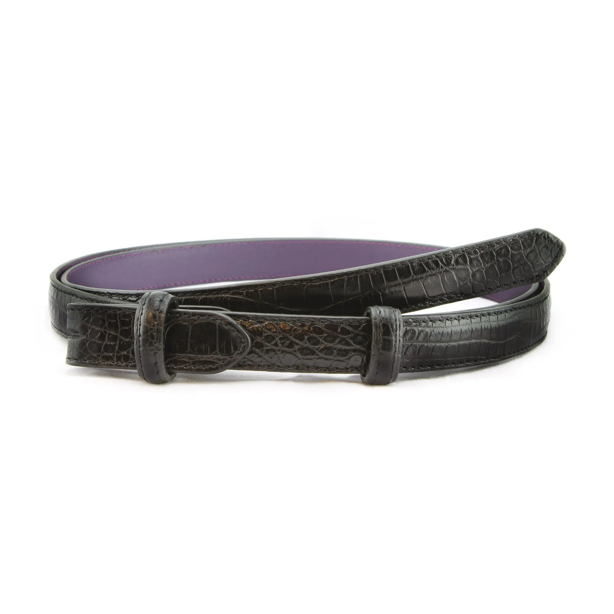 Mock Crocodile Skinny Belt Strap