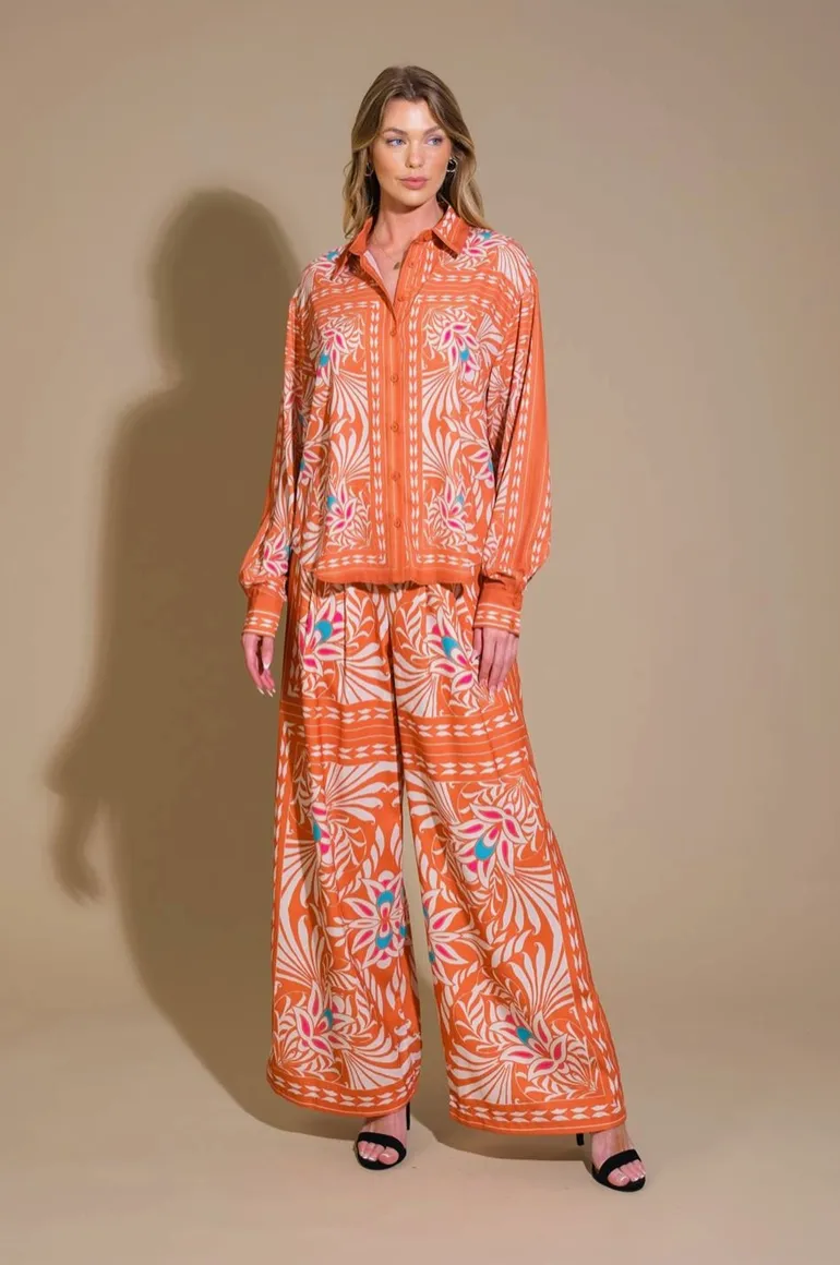 Orange Tropical Woven Pant