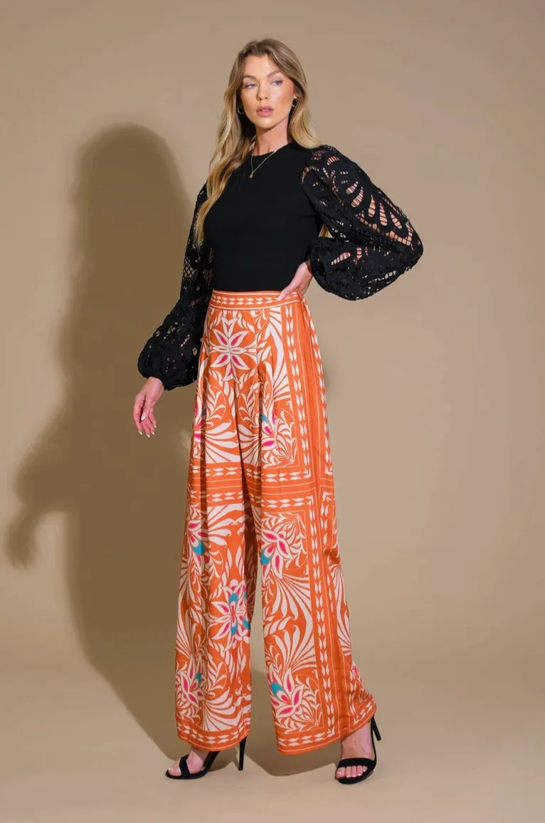 Orange Tropical Woven Pant