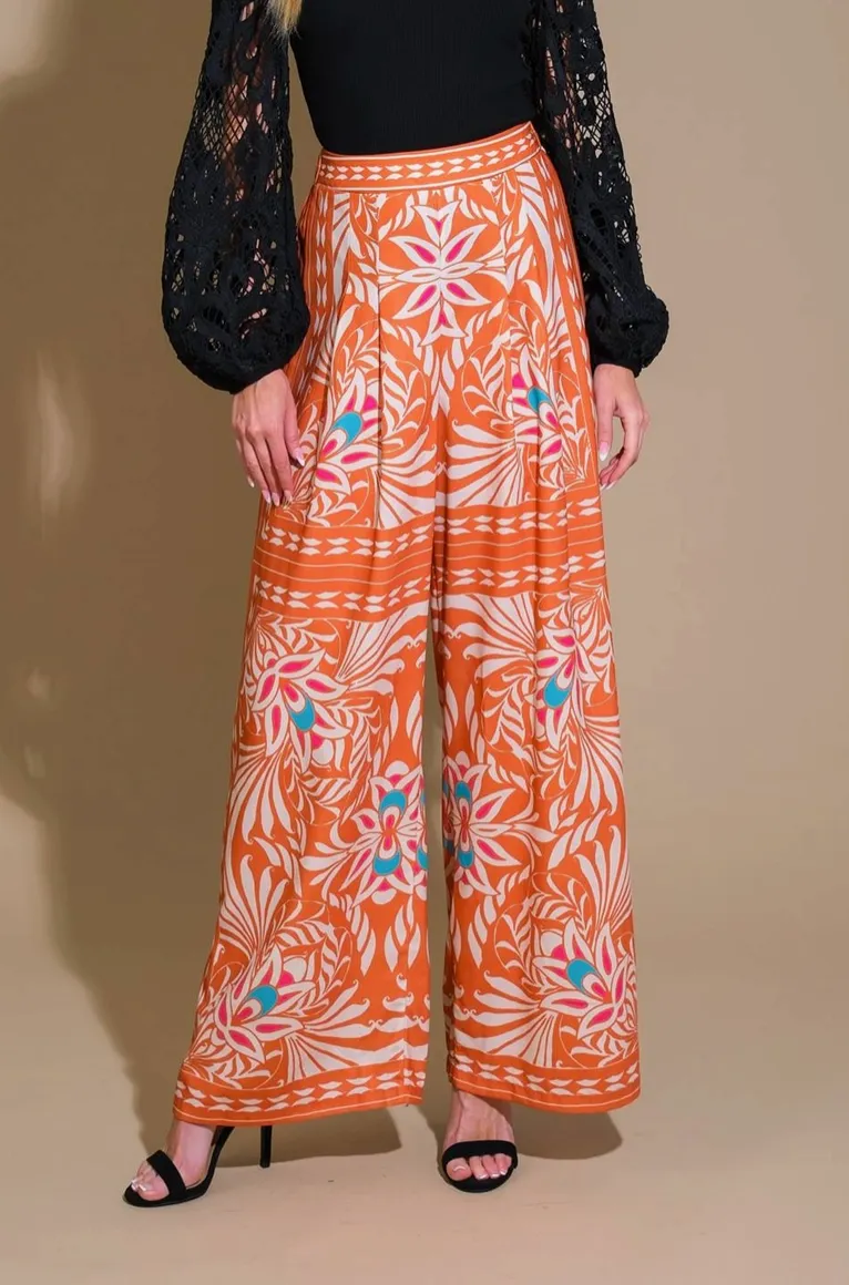 Orange Tropical Woven Pant