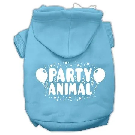 Party Animal Screen Print Pet Hoodies Baby Blue Size Xs (8)