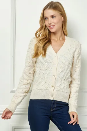 PEARL DETAIL LONG SLEEVE SWEATER CARDIGAN