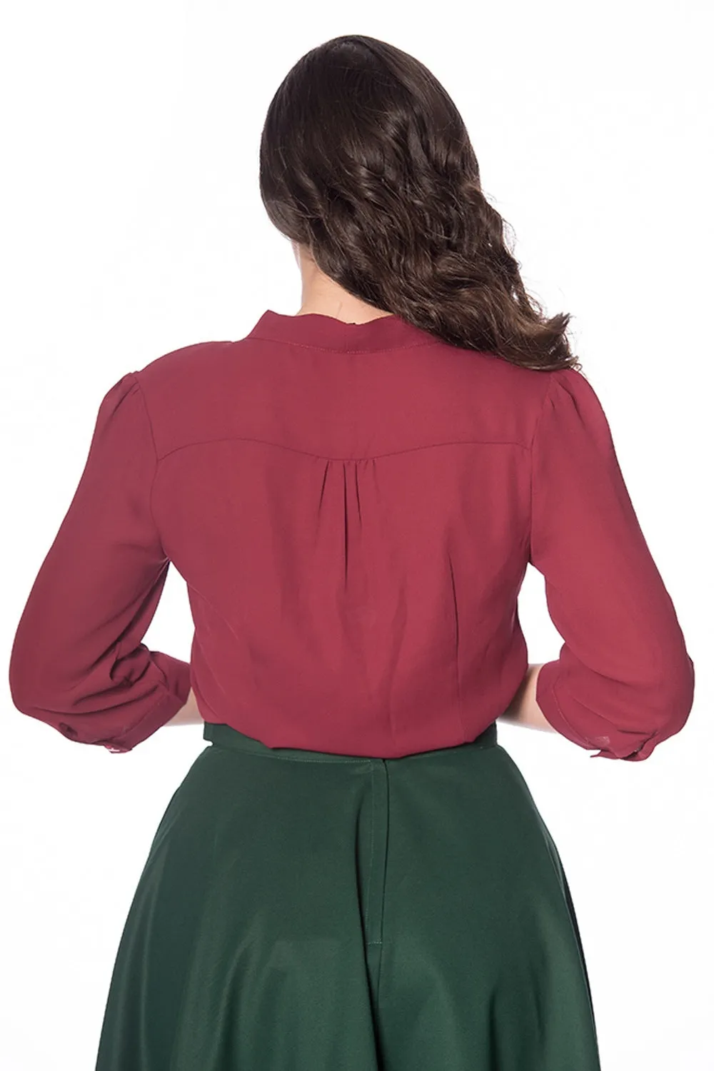 Perfect Pussybow Blouse in Burgundy by Banned