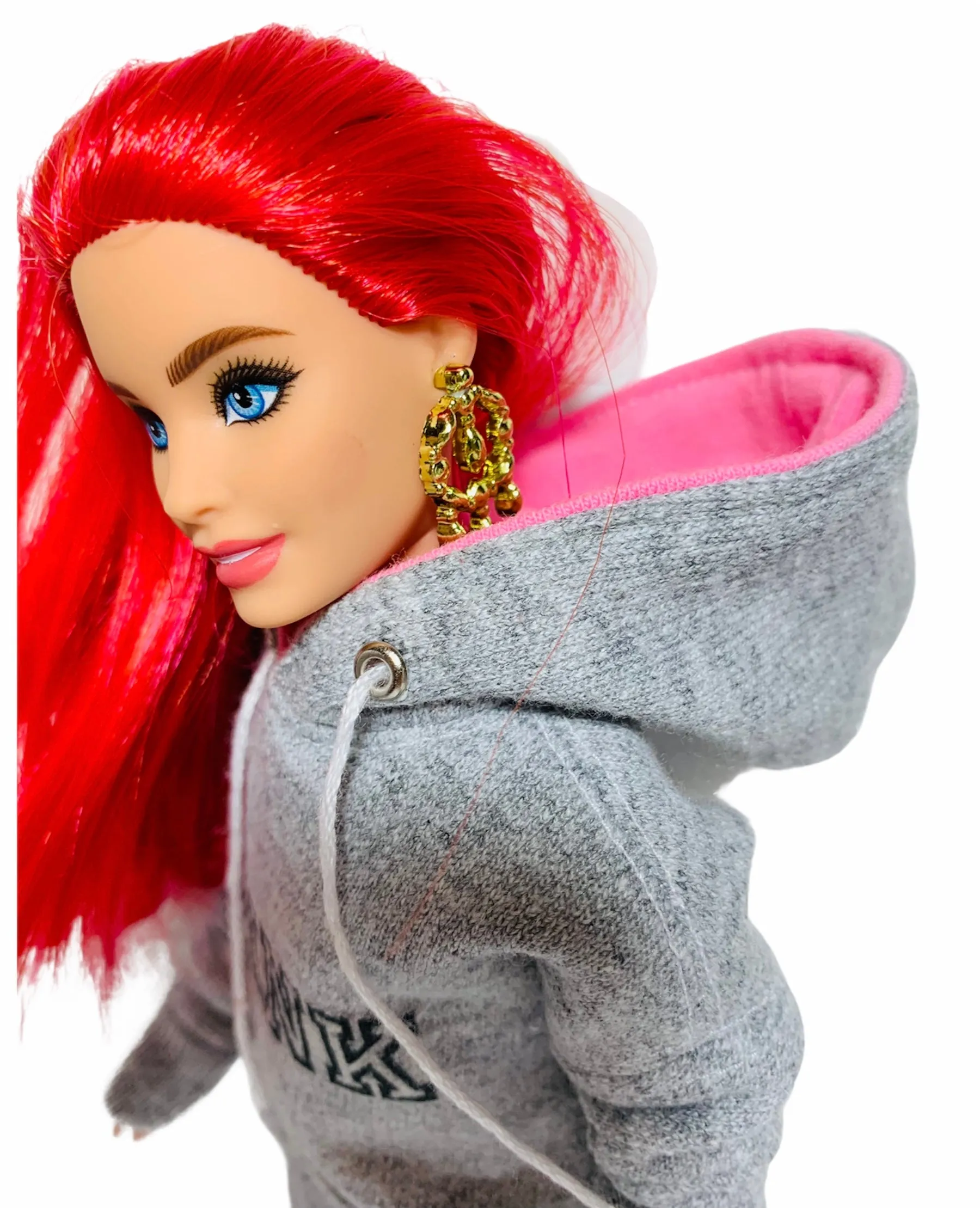 Pink oversized hoodie for Barbie doll