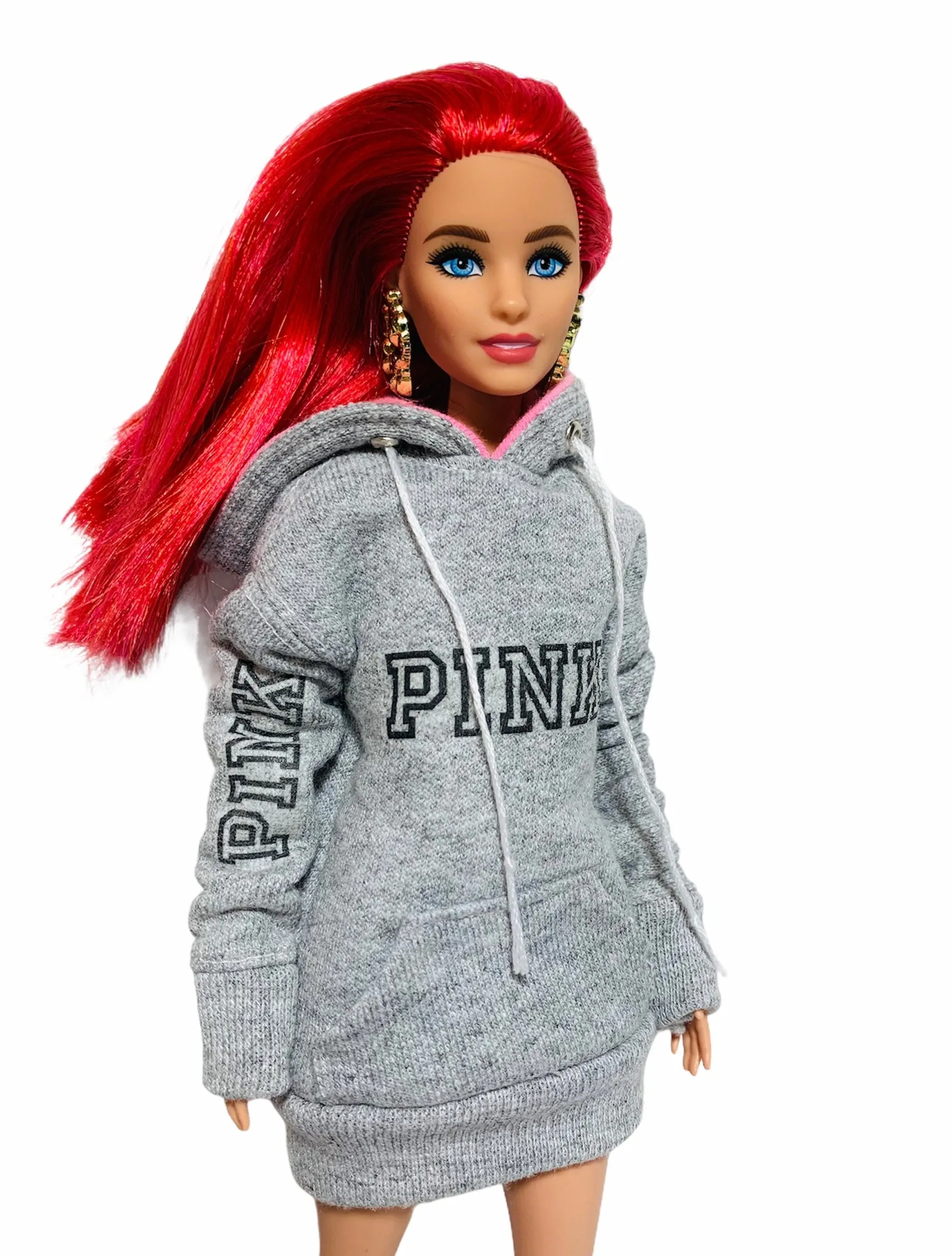 Pink oversized hoodie for Barbie doll