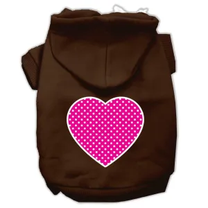 Pink Swiss Dot Heart Screen Print Pet Hoodies Brown Size XXXL (20)