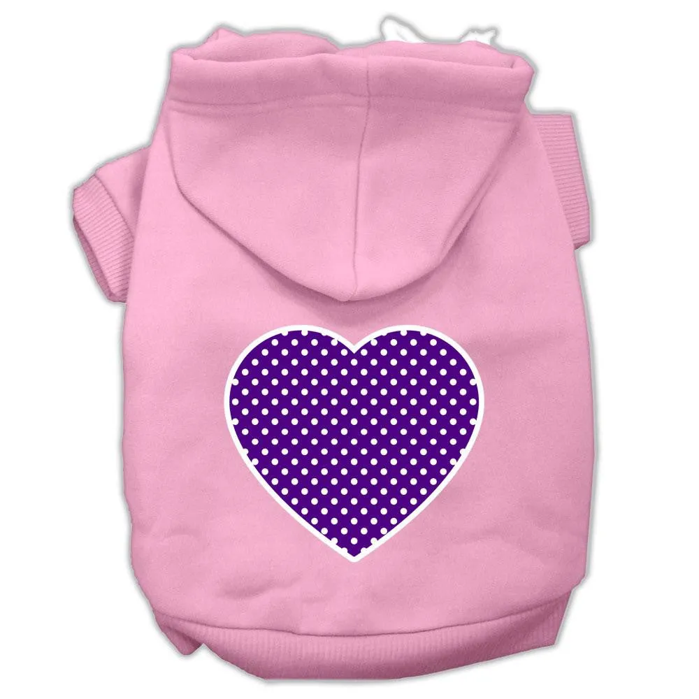 Purple Swiss Dot Heart Screen Print Pet Hoodies Light Pink Size Sm (10)