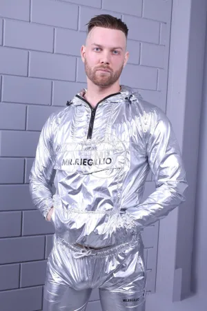 Shiny Nylon Anorak - Silver