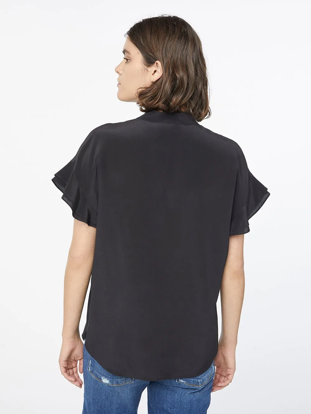 Silk Flounce Short Sleeve -- Noir