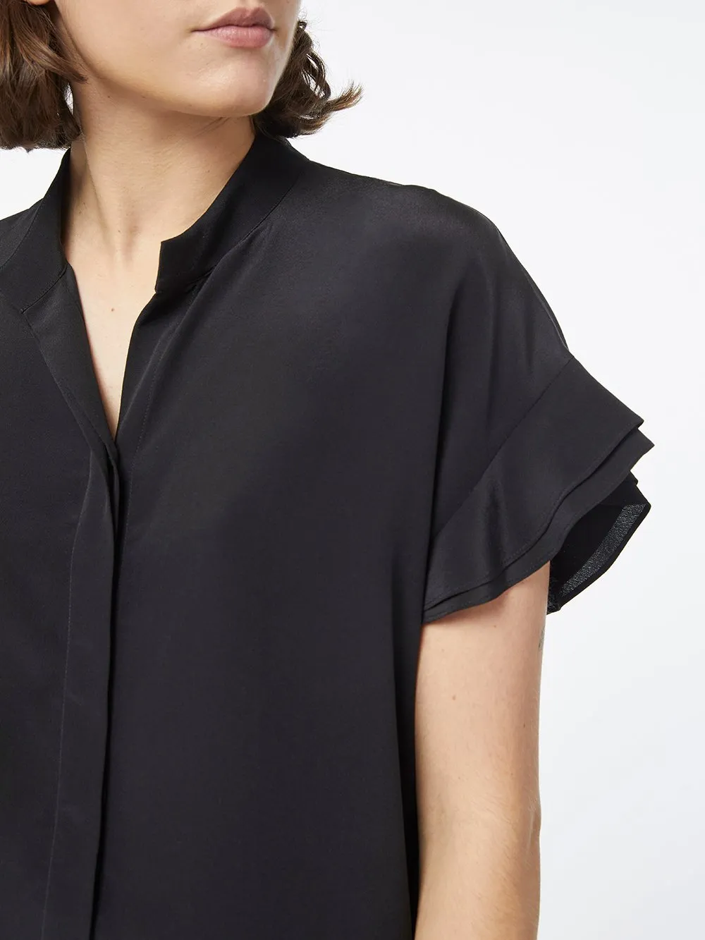 Silk Flounce Short Sleeve -- Noir