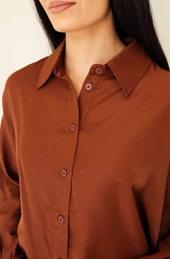 Small Talk Cocoa Brown Top- FINAL SALE