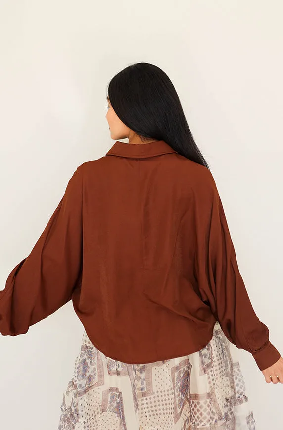 Small Talk Cocoa Brown Top- FINAL SALE