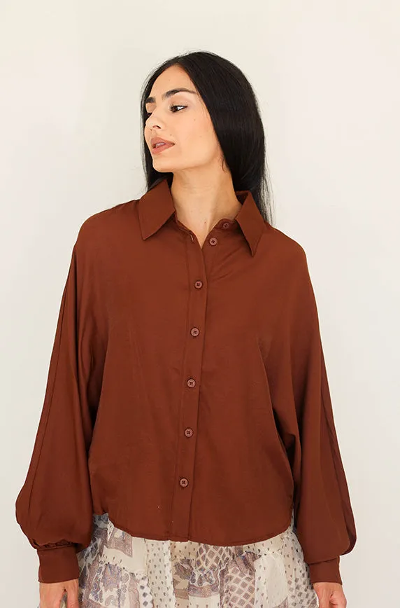 Small Talk Cocoa Brown Top- FINAL SALE