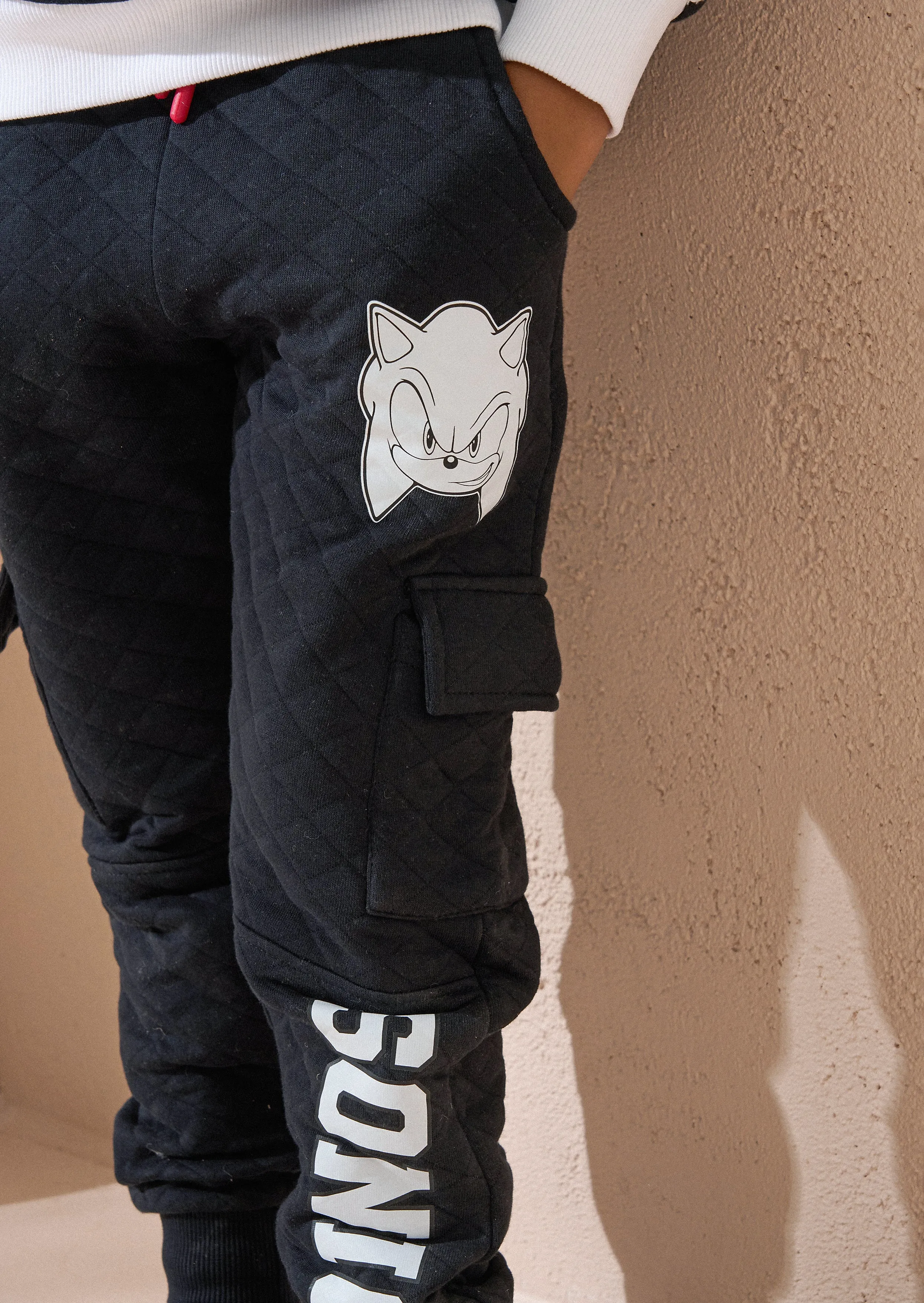 Sonic Black Textured Cargo Jogger