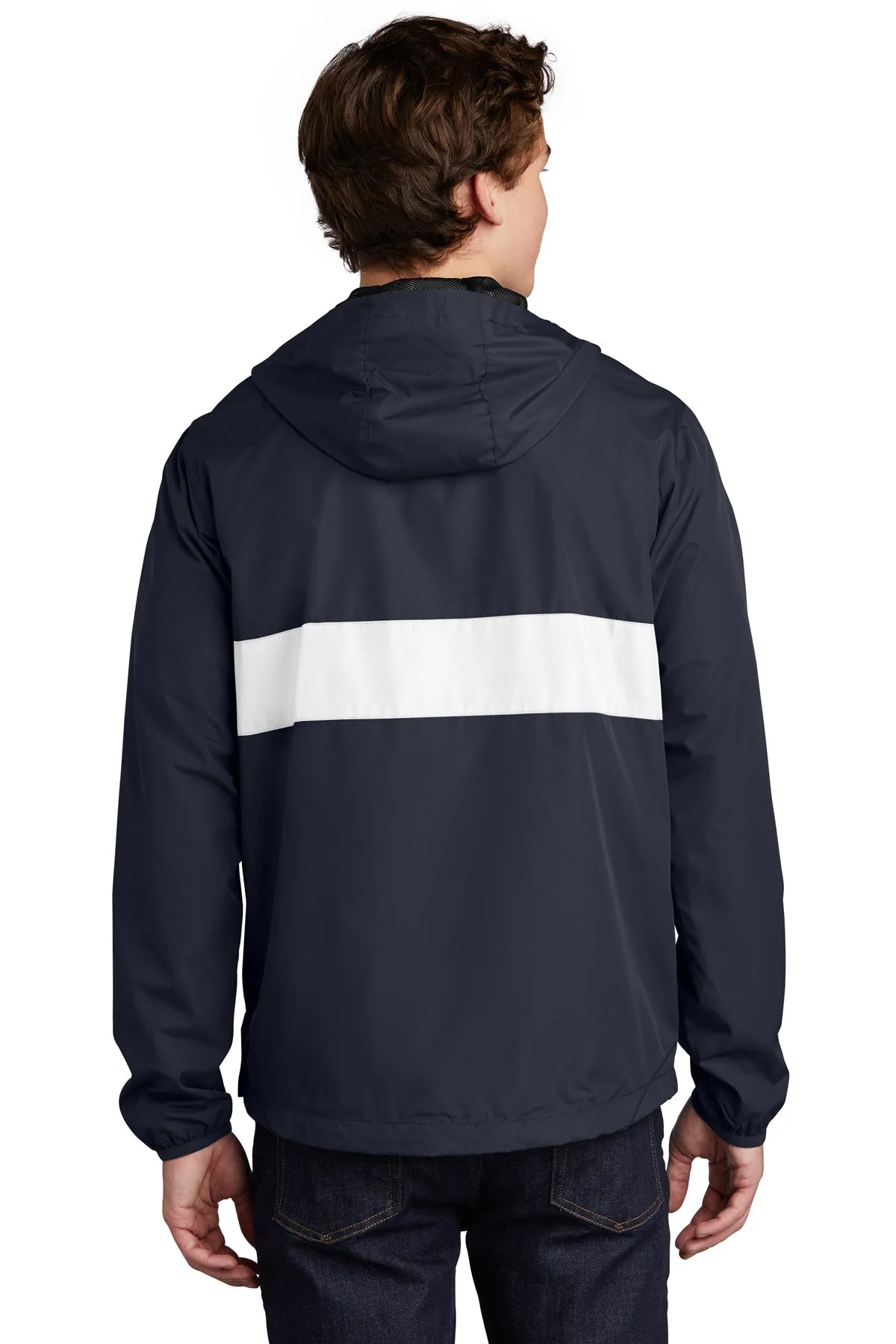 Sport-Tek Zipped Pocket Custom Anorak Jackets, True Navy/ White