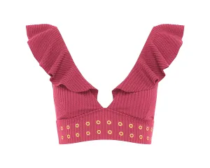 Sunrise Frill Bikini Top | Raspberry