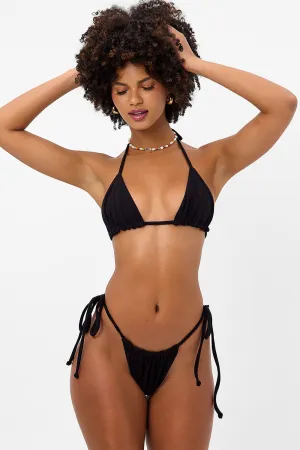 Tia Terry Triangle Bikini Top - Black