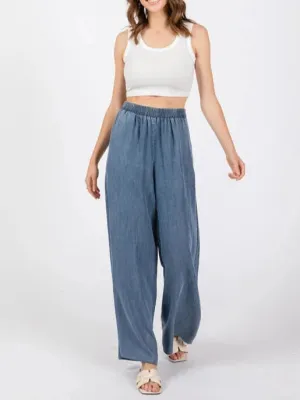 Travel Time Denim Tencel Wide Leg Pants