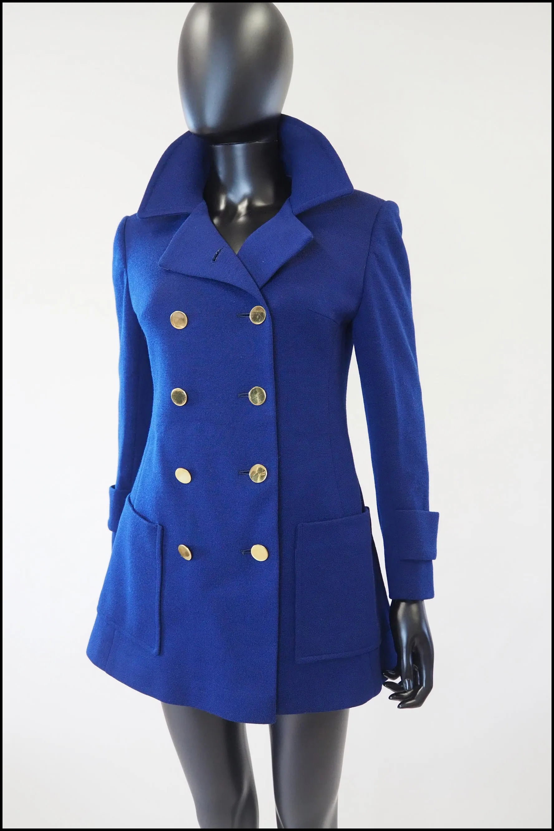 Vintage 1960s French Blue Pea Coat