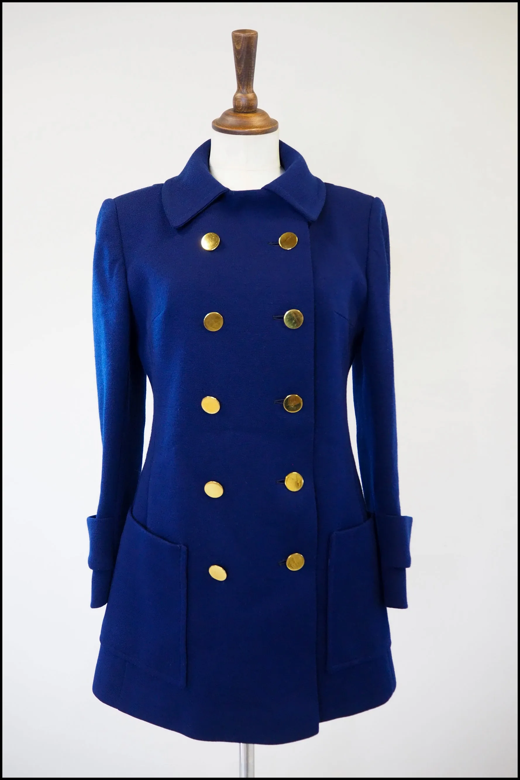 Vintage 1960s French Blue Pea Coat