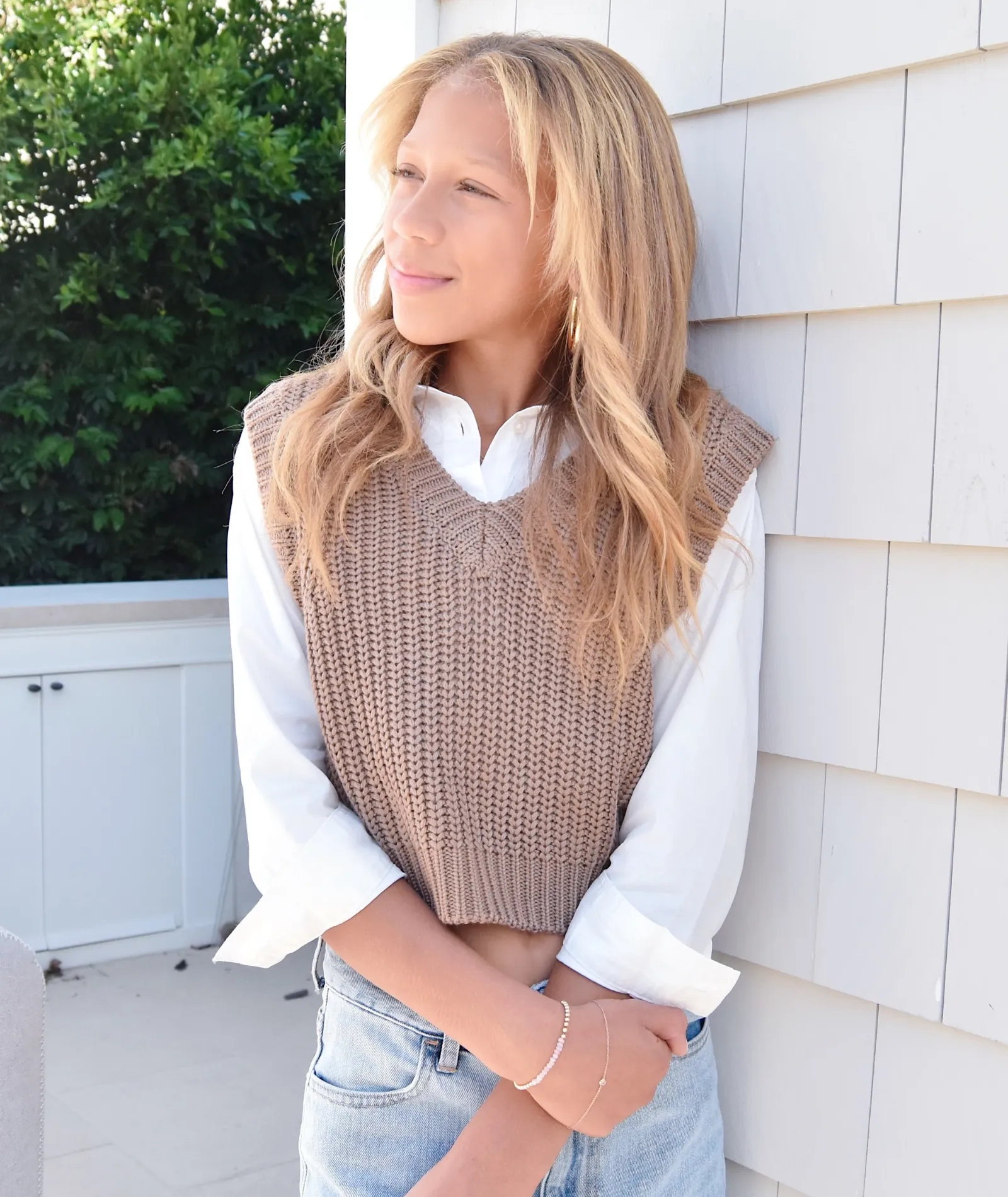 Vintage Havana Girls Sweater Vest Long Sleeve Blouse