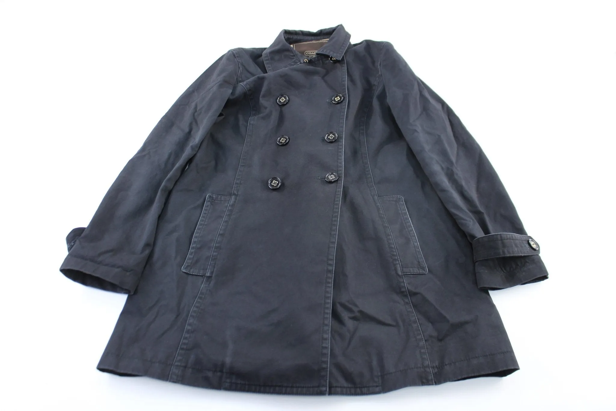 Women's Coach Black Trench Coat